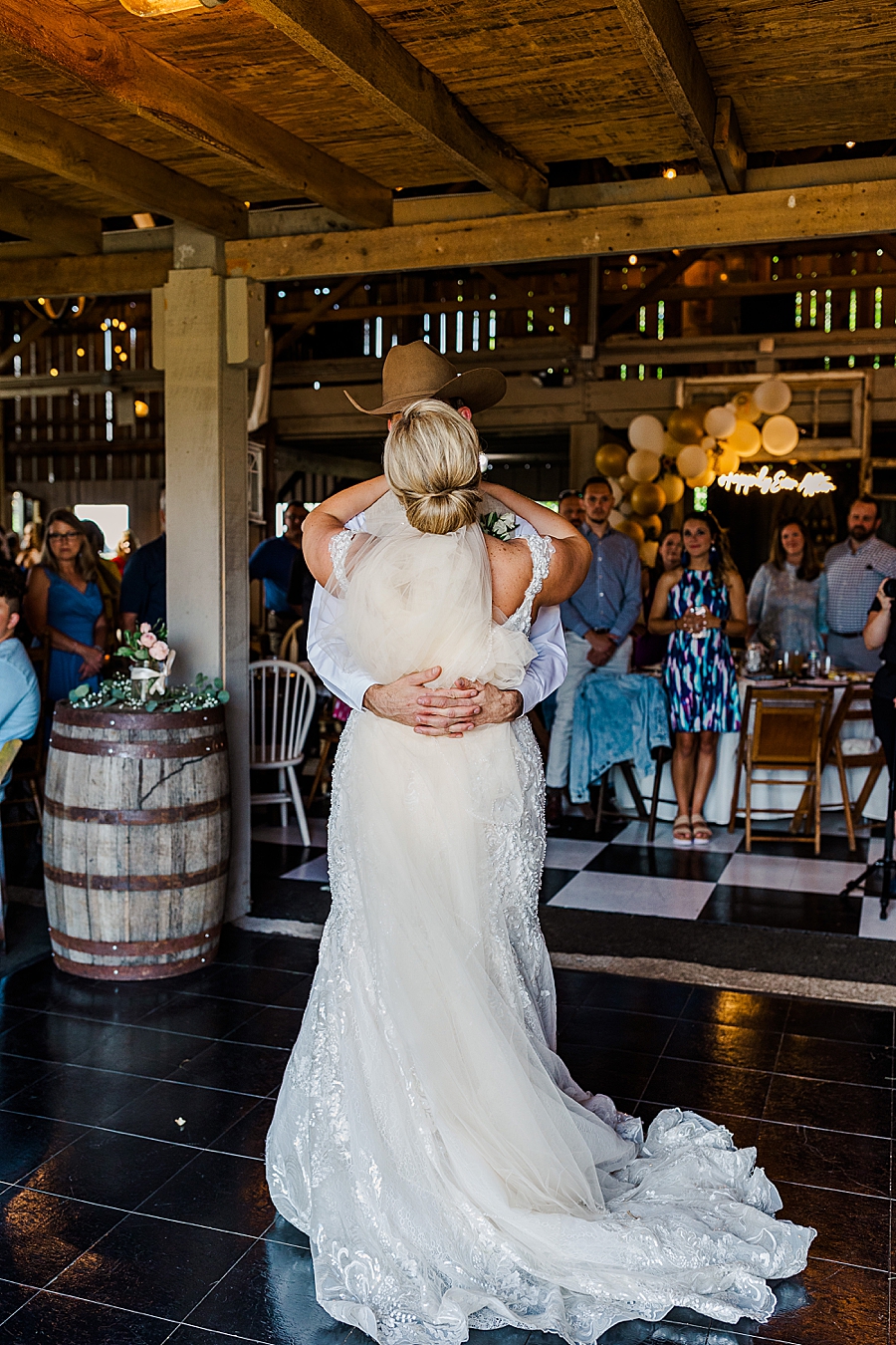 first dance in vintage barn