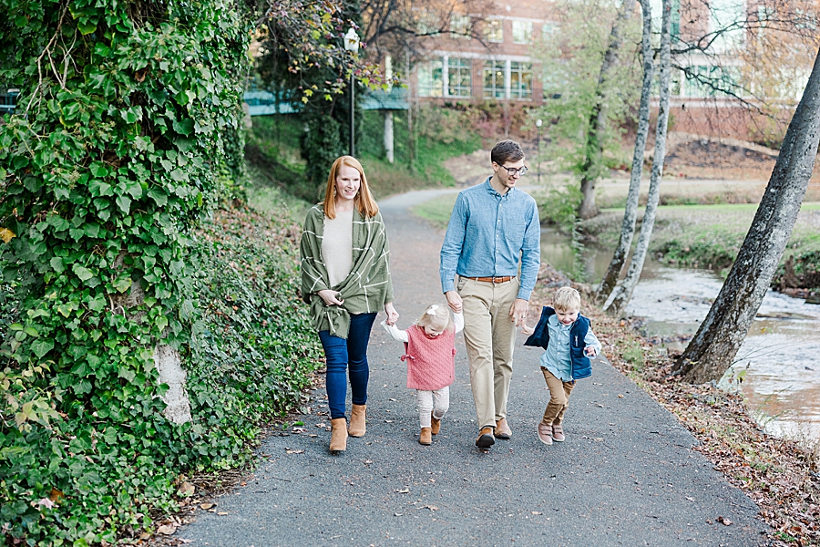 family walking at fall family session