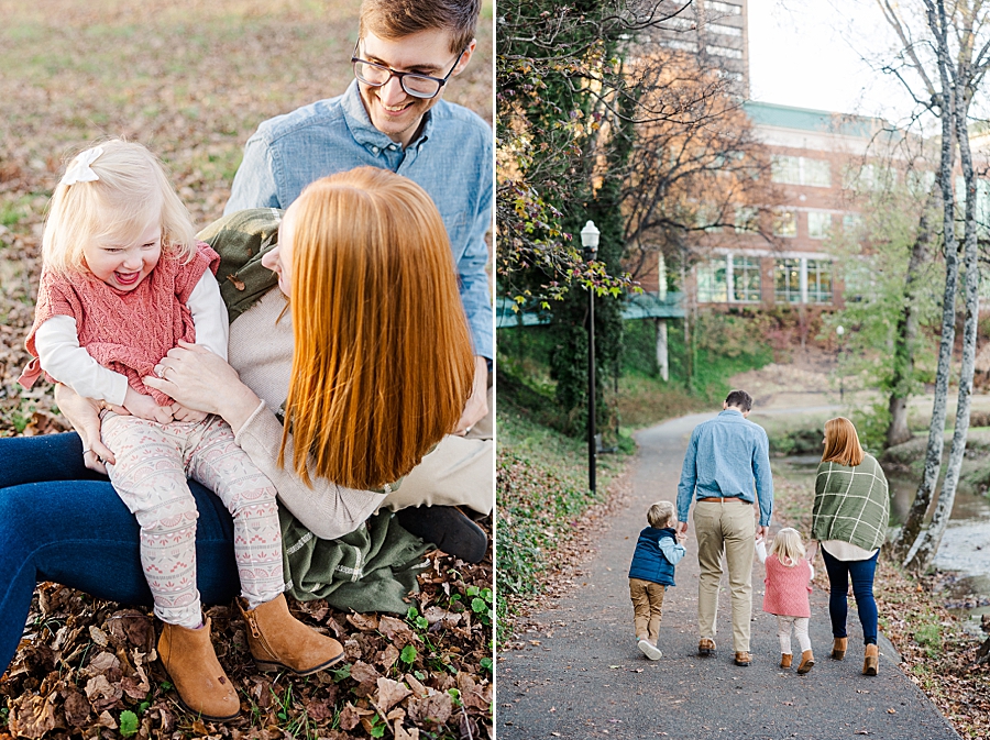 family of four at fall family session