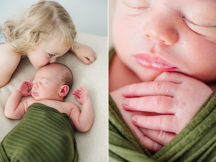 siblings at white room baby boy session