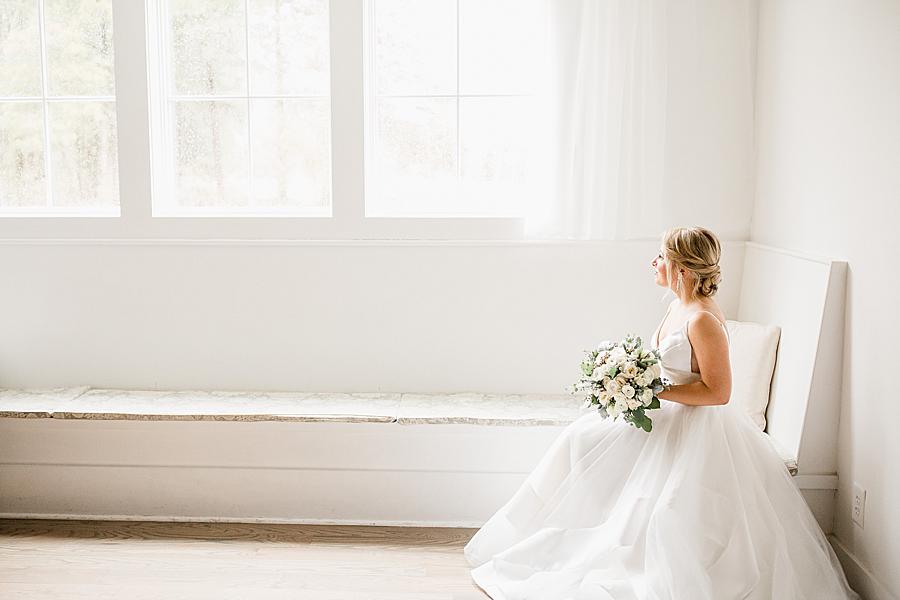 Large window seat at this Graystone Quarry Wedding by Knoxville Wedding Photographer, Amanda May Photos.