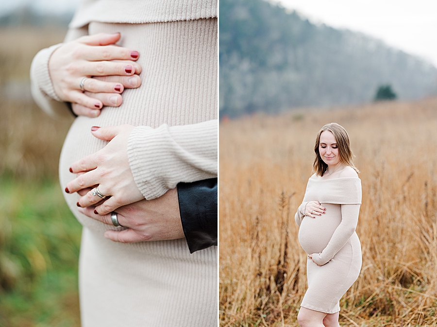 mom holding baby bump