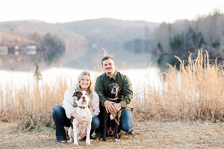 couple and dogs at winter melton hill engagement