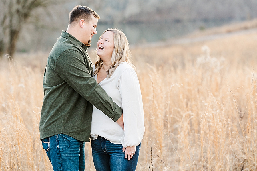laughing during engagement session