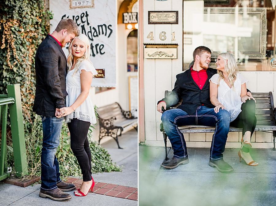 Porch swing at this Apple Barn engagement by Knoxville Wedding Photographer, Amanda May Photos.