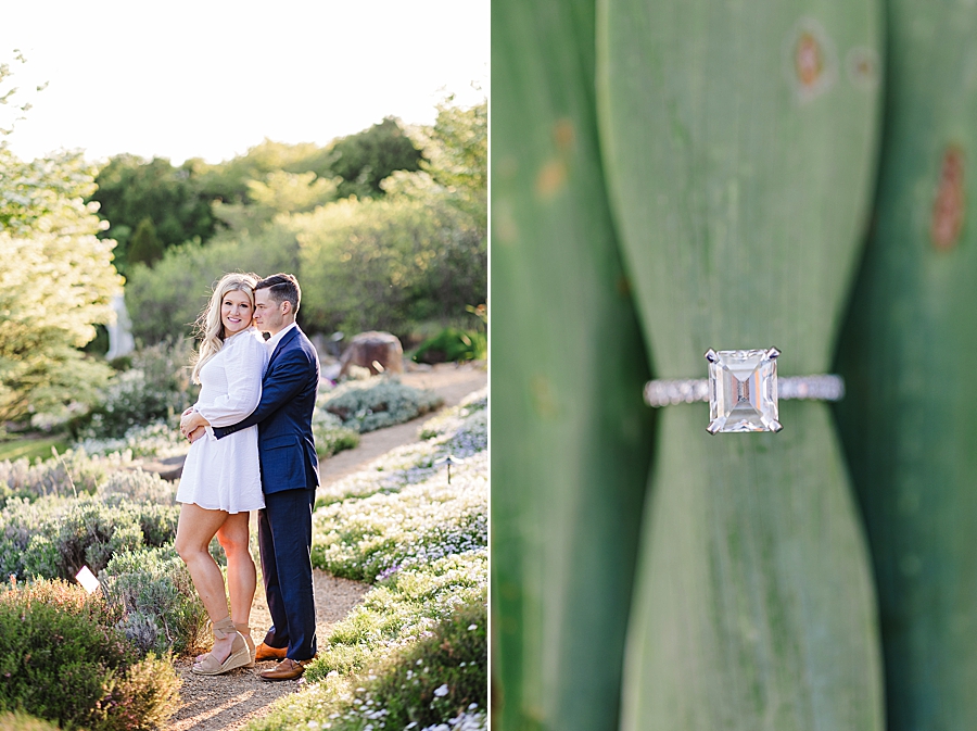 square engagement ring at baxter gardens