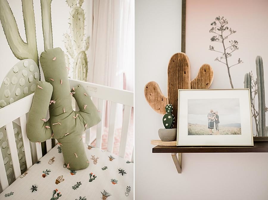 Handmade pillow at this cactus nursery by Knoxville Wedding Photographer, Amanda May Photos.