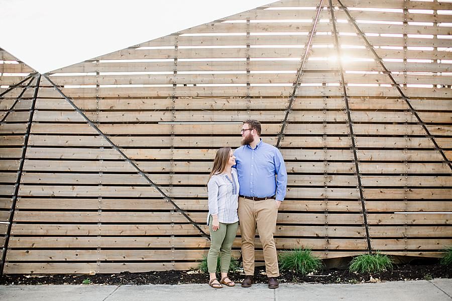 Geometric architecture at this downtown engagement by Knoxville Wedding Photographer, Amanda May Photos.