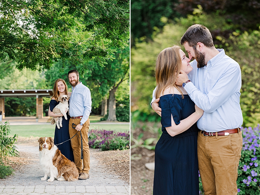 Standing with the pups at UT Gardens Engagement by Amanda May Photos 