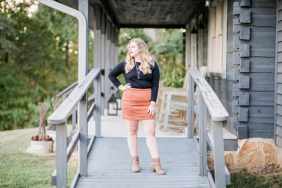 Orange skirt at this Estate of Grace senior session by Knoxville Wedding Photographer, Amanda May Photos.