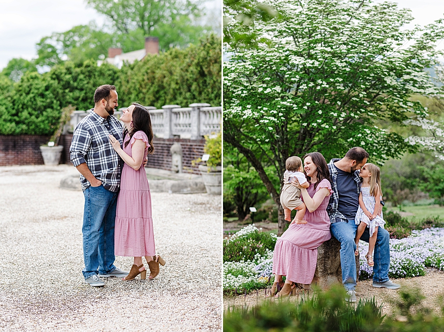 couple portrait at family session at baxter gardens