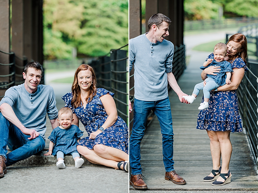 Parents laughing with baby at Covered Bridge Family Session by Amanda May Photos 