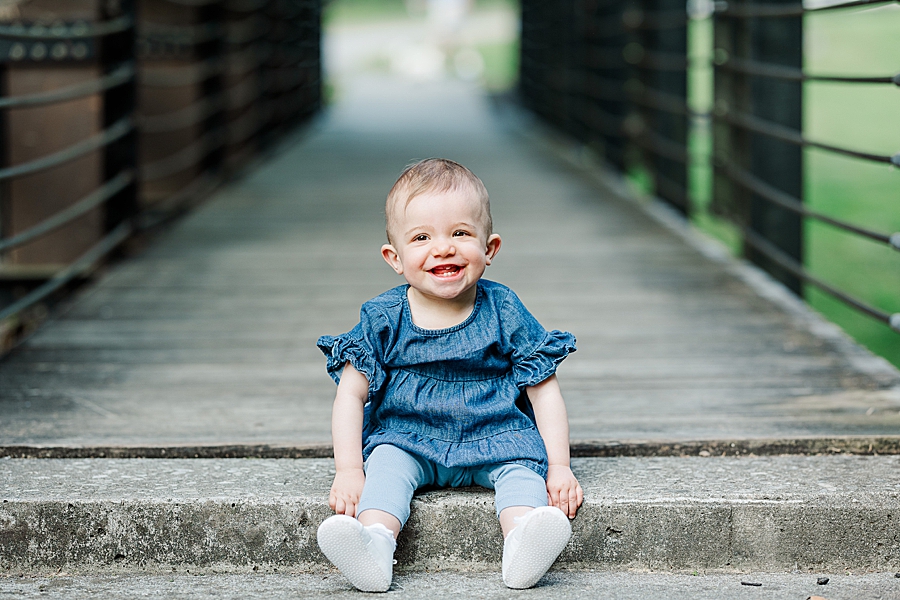 Baby smiling at camera at Covered Bridge Family Session by Amanda May Photos 