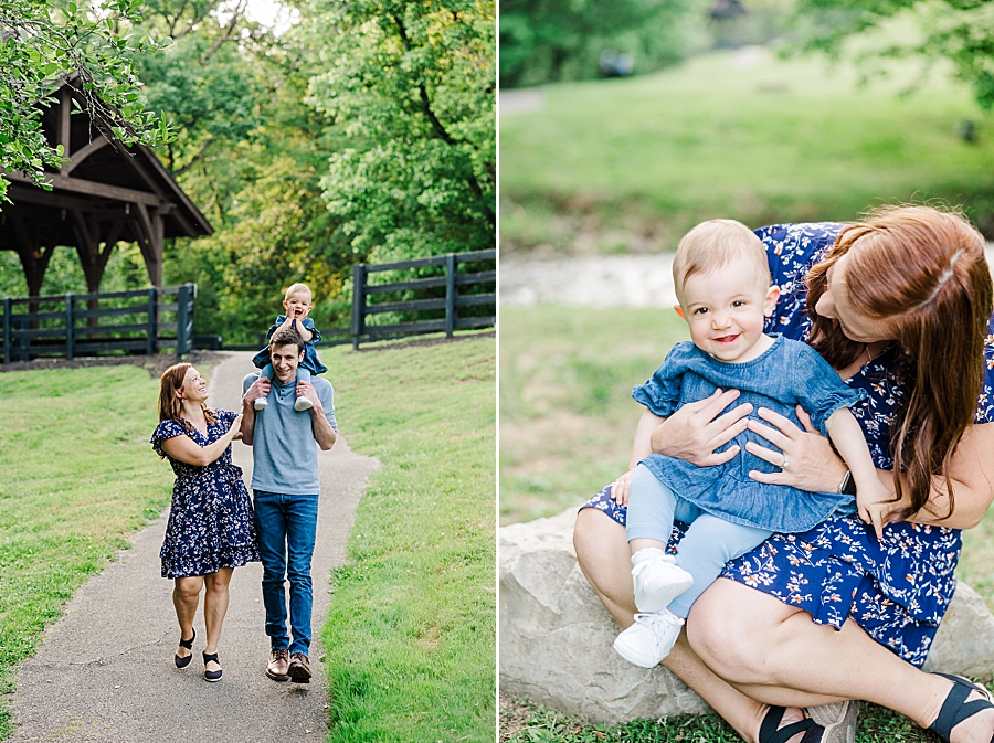 Mom smiling with baby at Covered Bridge Family Session by Amanda May Photos 