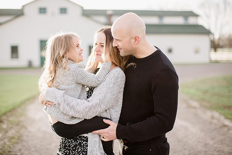 Family of three at this Harlinsdale Farm Sunrise session by Knoxville Wedding Photographer, Amanda May Photos.