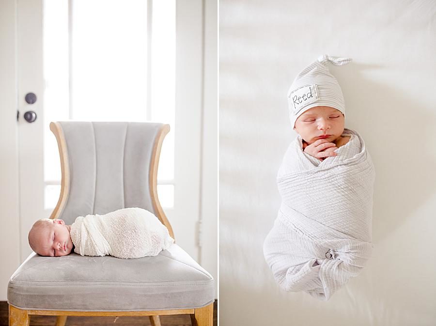 Personalized toboggan at this newborn session by Knoxville Wedding Photographer, Amanda May Photos.