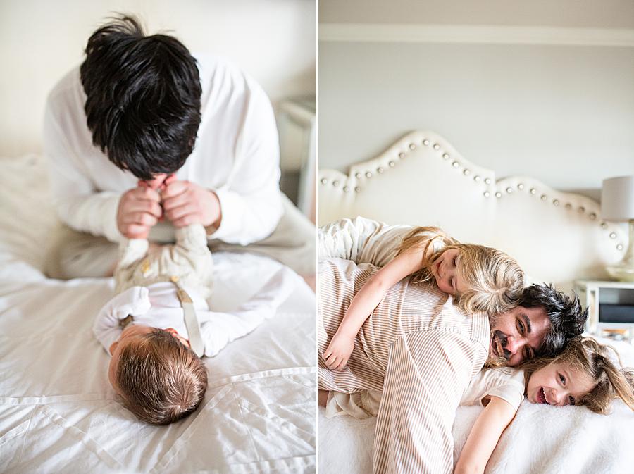 dad kissing baby's feet at lifestyle newborn session