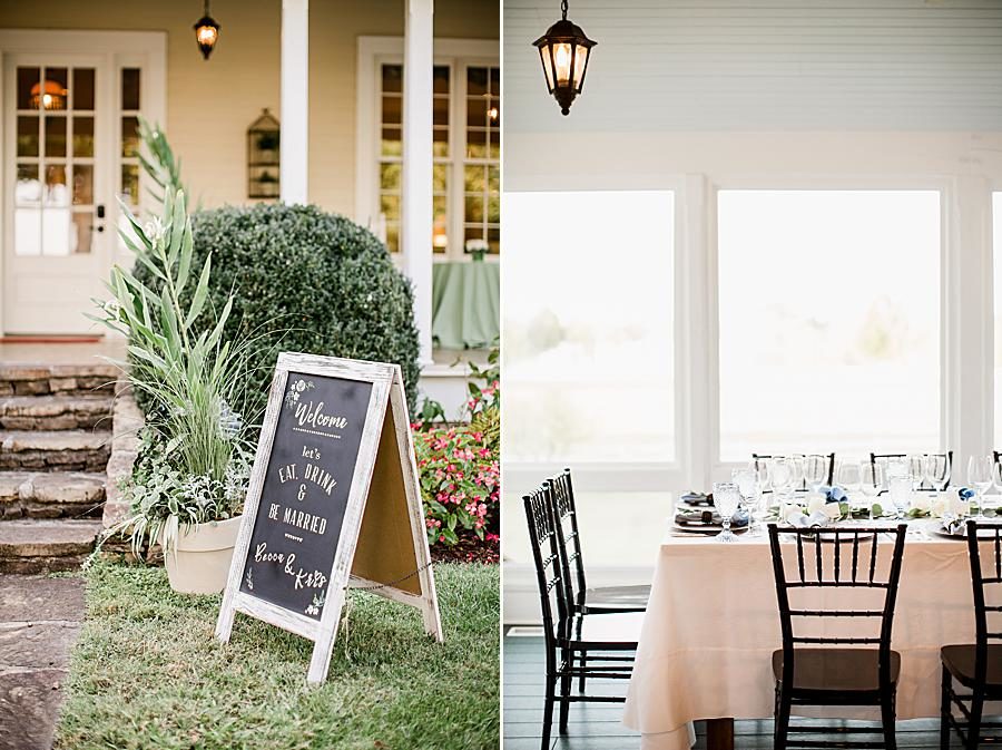 Rehearsal dinner signage at this Marblegate Farm Wedding by Knoxville Wedding Photographer, Amanda May Photos.