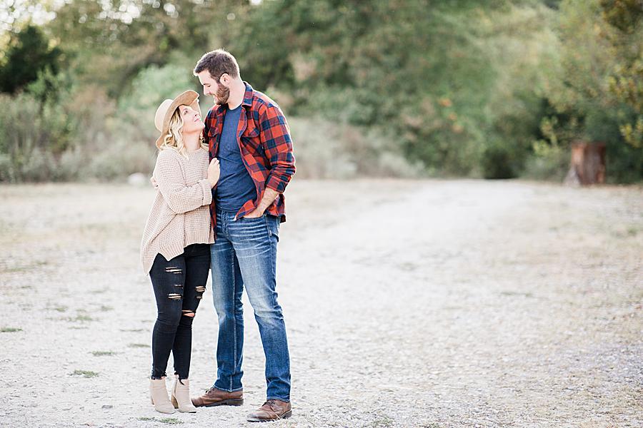 Plaid shirt at this Meads Quarry fall Engagement by Knoxville Wedding Photographer, Amanda May Photos.