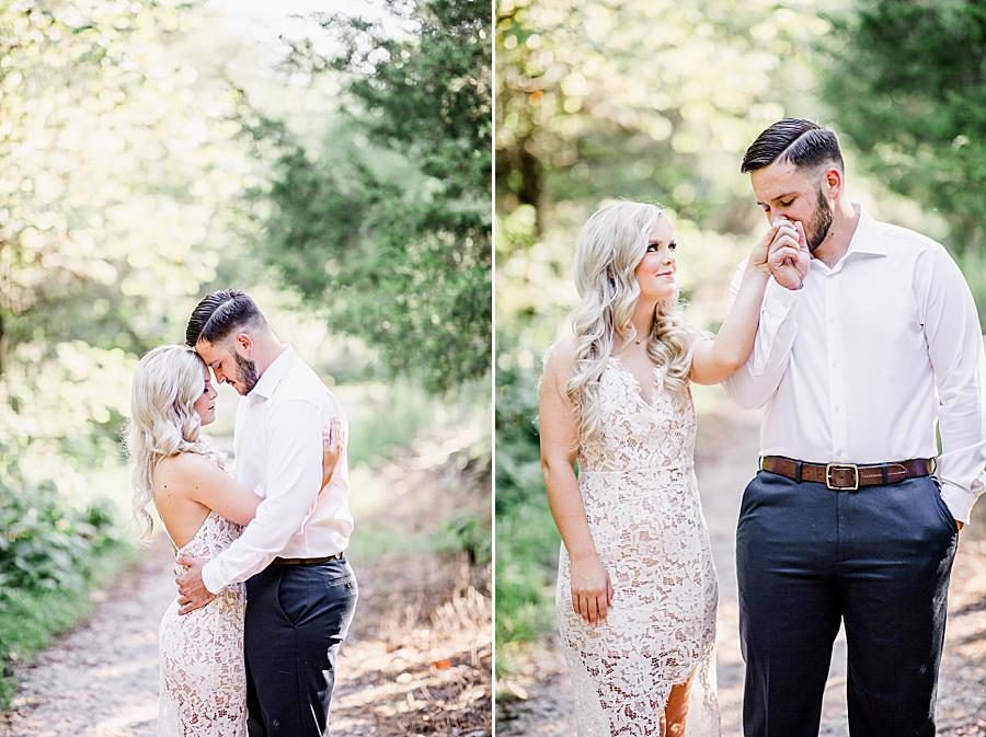 Kiss on the hand at this Meads Quarry engagement by Knoxville Wedding Photographer, Amanda May Photos.