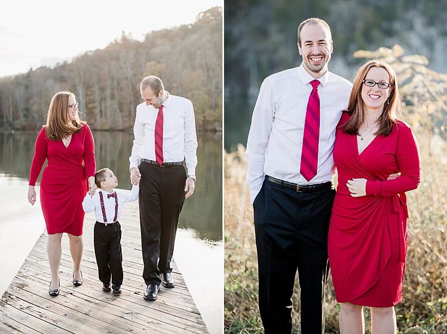 Red wrap dress at this Melton Hill Park session by Knoxville Wedding Photographer, Amanda May Photos.
