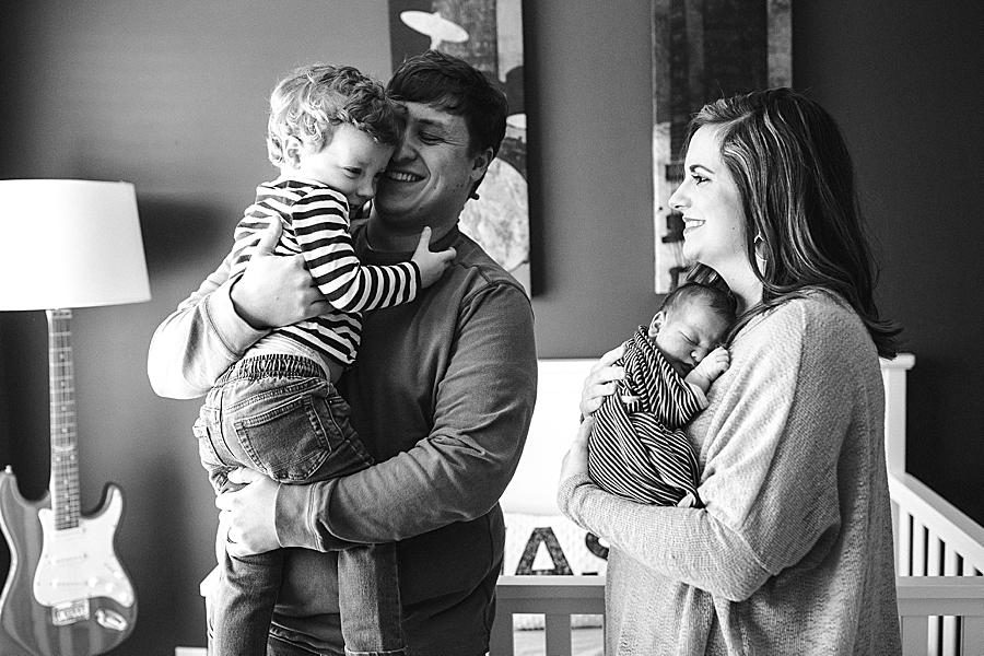 Black and white at this lifestyle newborn session by Knoxville Wedding Photographer, Amanda May Photos.