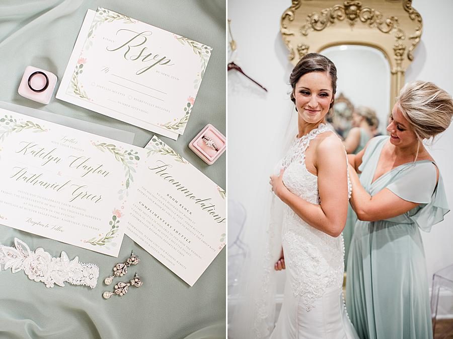 Invitation suite at this pavilion wedding by Knoxville Wedding Photographer, Amanda May Photos.
