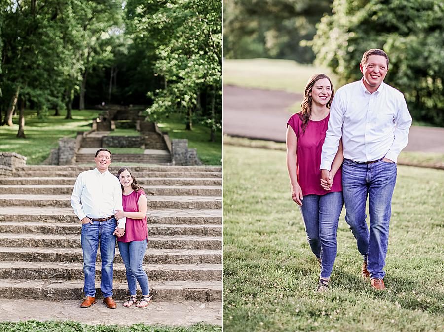 Long staircase at this Percy Warner Engagement Session by Knoxville Wedding Photographer, Amanda May Photos.
