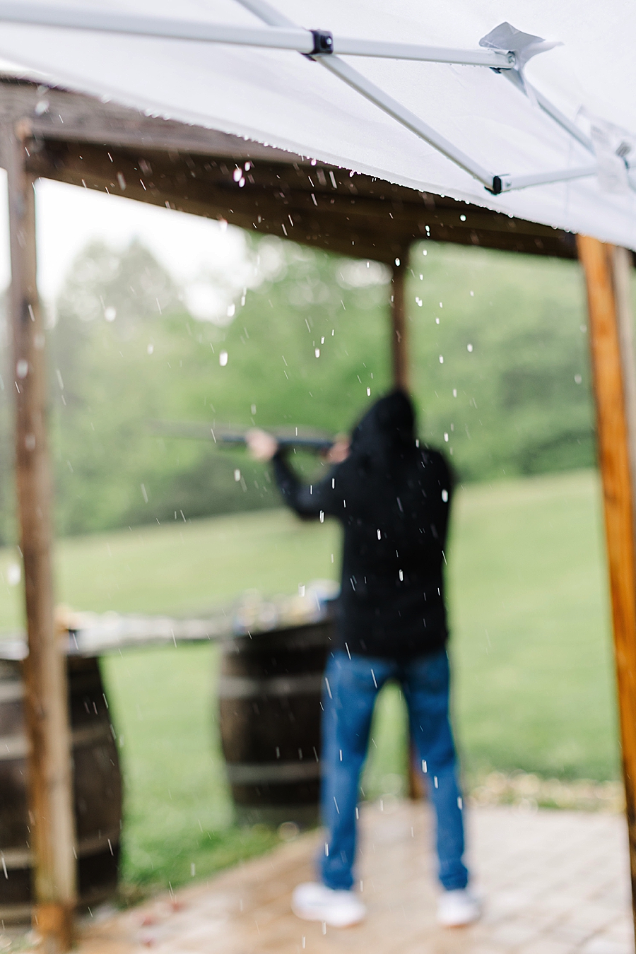 Raindrops at rainy castleton farms wedding