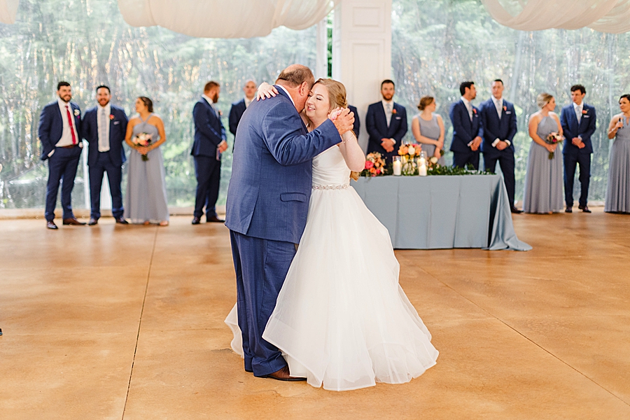 Father daughter dance at rainy castleton farms wedding