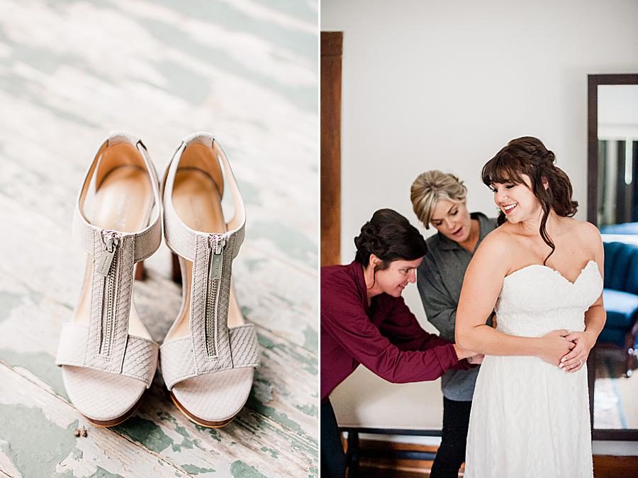 Bridal shoes at this RiverView Family Farm wedding by Knoxville Wedding Photographer, Amanda May Photos.