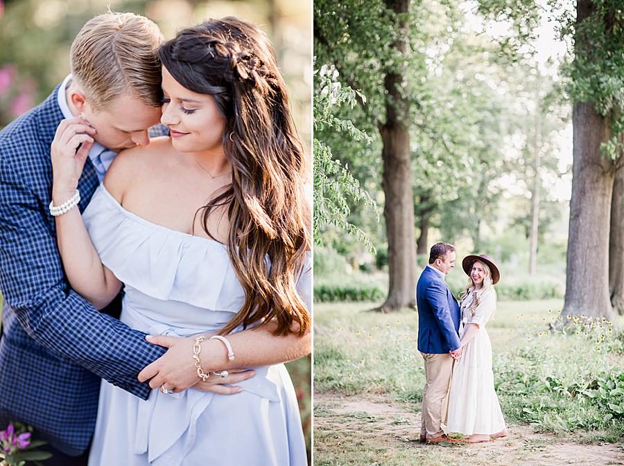 Kiss on the shoulder at this engagement session by Knoxville Wedding Photographer, Amanda May Photos.
